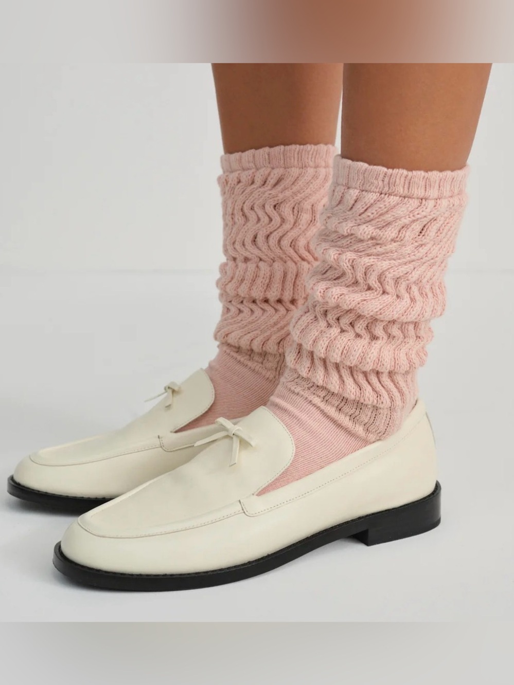 For Love & Lemons Helena Cream Leather Bow Loafers 39 US 8.5 NWOT